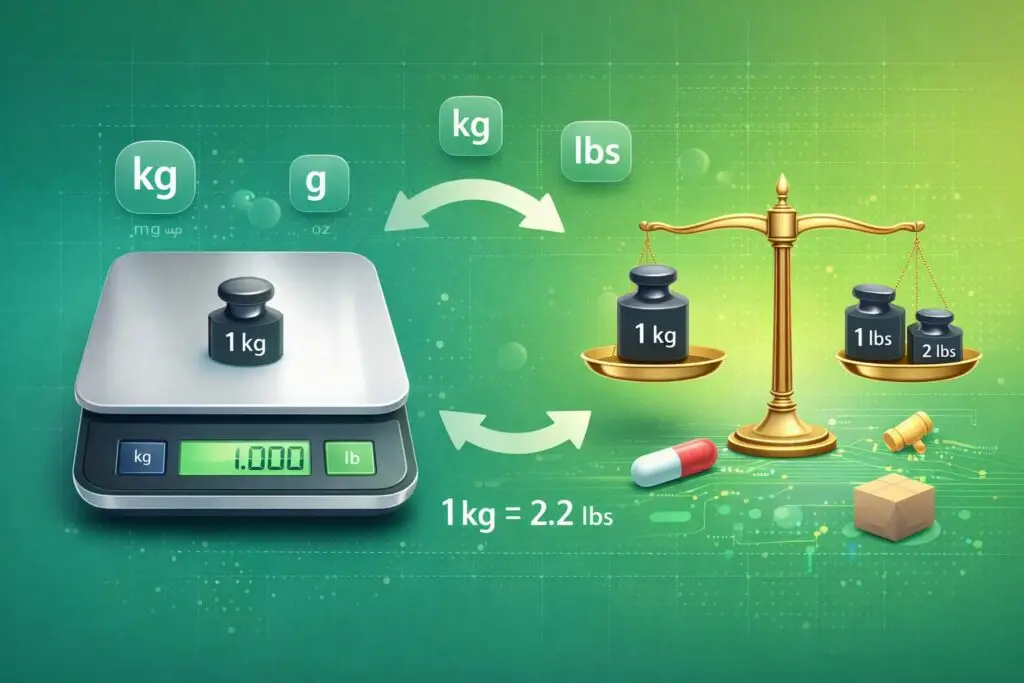 Free weight converter tool showing kilograms to pounds and grams to ounces conversion