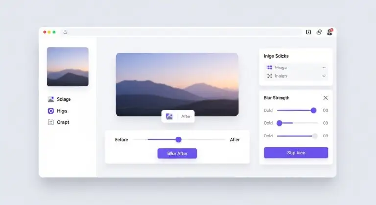 Blur image online tool with before and after comparison slider and adjustable blur controls