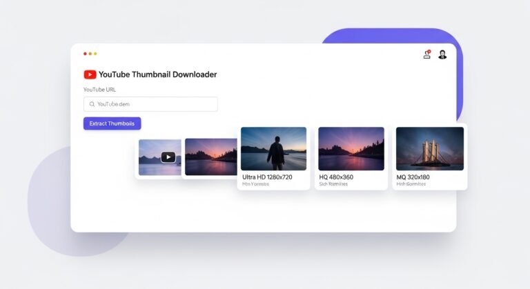 Free YouTube Thumbnail Downloader tool extracting HD video thumbnails in multiple resolutions